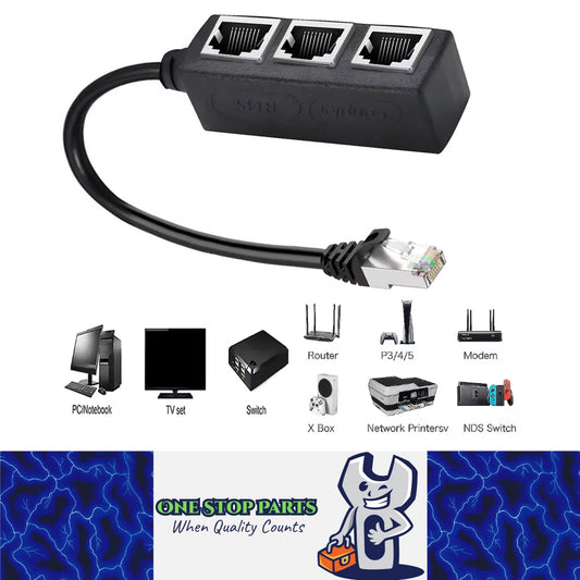 RJ45 Splitter Male to 3 Female Ethernet Cable Splitter RJ45 LAN Network Adapter