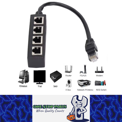 RJ45 Splitter Male to 4 Female Ethernet Cable Splitter RJ45 LAN Network Adapter