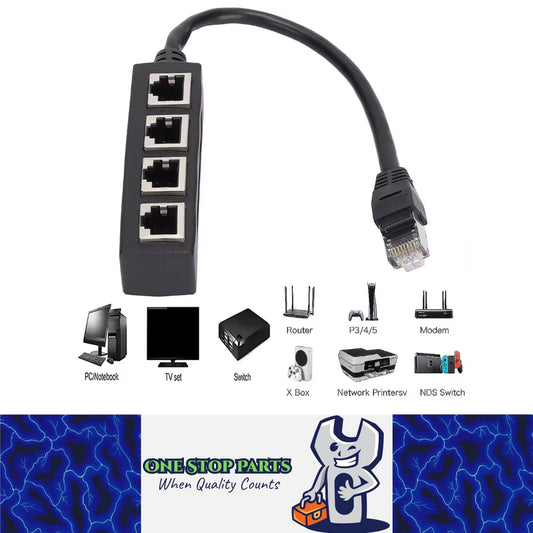 RJ45 Splitter Male to 4 Female Ethernet Cable Splitter RJ45 LAN Network Adapter