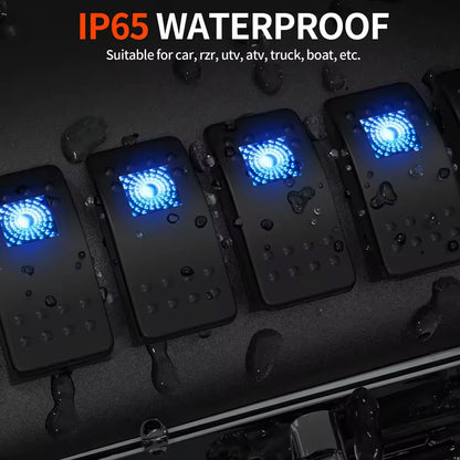 5 x Marine Boat LED Rocker Switch SPST 3 Pin ON/Off 12V 24V With Wires Stickers