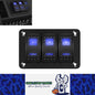Pre Wired 3 Gang Switch Panel Blue LED Rocker Switch 12V 20A Panel Car Truck Mar
