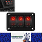 Pre Wired 3 Gang Switch Panel Red LED Rocker Switch 12V 20A Panel Car Truck Mar