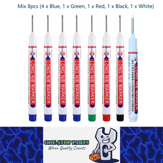Mix 20mm Deep Hole Marker Pen 4xBlue 1xGreen/Red/Black/White Long Tip Nib Marker