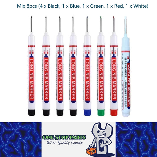 Mix 20mm Deep Hole Marker Pen 4xBlack 1xBlue/Green/Red/White Long Tip Nib Marker