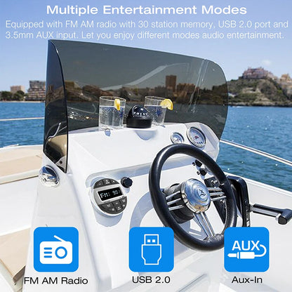 Boat Radio Media Player Marine Stereo MP3 Waterproof Bluetooth Audio Radio FM AM