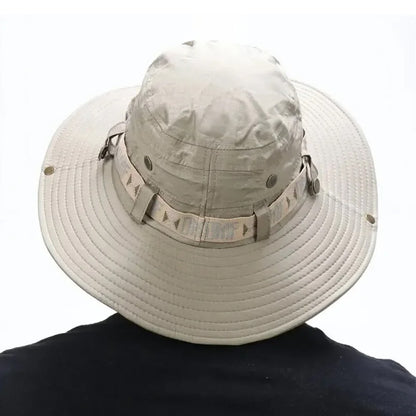 Light Green Men Bucket Hat UV Protection Wide Brim Panama Hiking Fisherman Hat