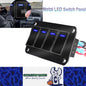 Metal 4 Gang Switch Panel LED Rocker Switch 12-24V Switch Panel Car Truck Marine