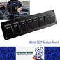 Metal 8 Gang Switch Panel LED Rocker Switch 12-24V Switch Panel Car Truck Marine