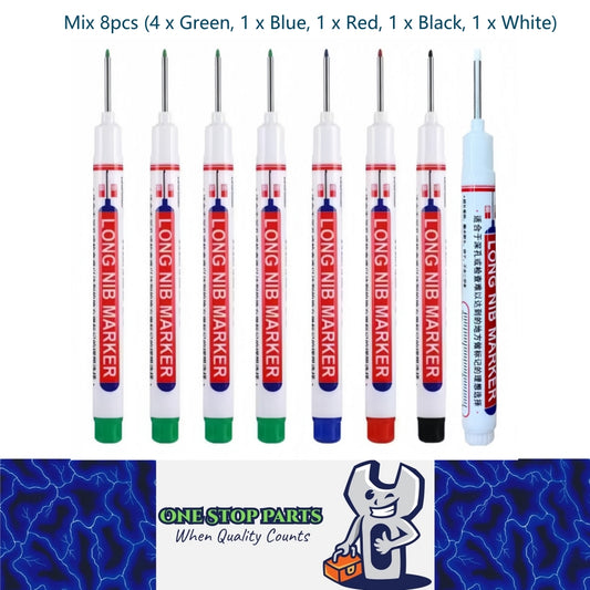 Mix 20mm Deep Hole Marker Pen 4xGreen 1xBlue/Red/Black/White Long Tip Nib Marker