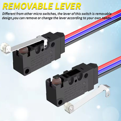 2 x Micro Limit Switch with Roller Lever 5A 30V SPDT 3 Pin PreWired Micro Switch