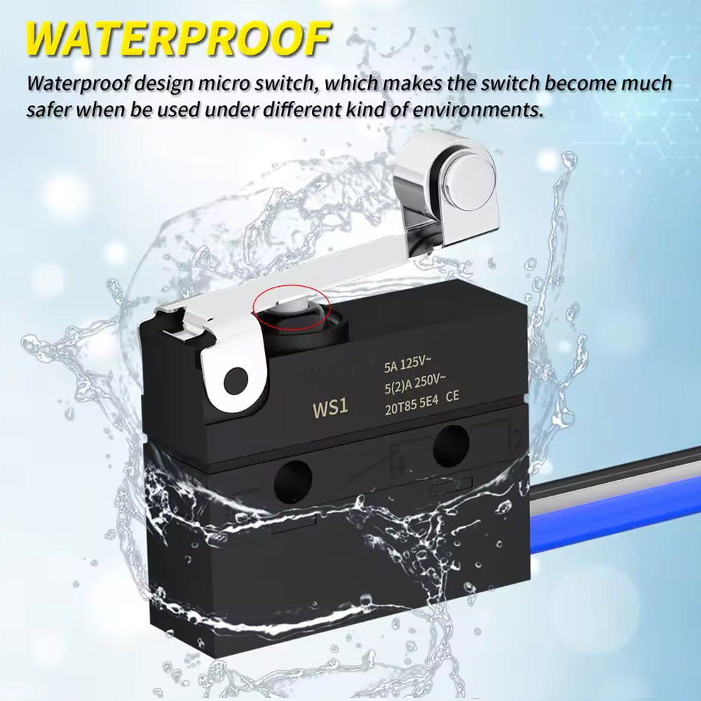 2 x Micro Limit Switch with Roller Lever 6A 12V SPDT 3 Pin PreWired Micro Switch