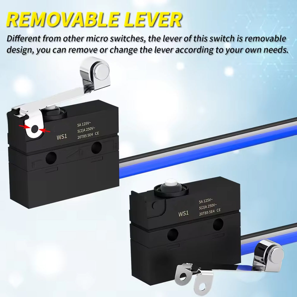 2 x Micro Limit Switch with Roller Lever 6A 12V SPDT 3 Pin PreWired Micro Switch