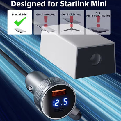 Starlink Mini 12V-36V Car Adapter USB-C PD45W QC3.0 Step Up Converter Cable 1M