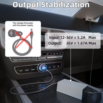 Starlink Mini 12V-36V Car Adapter USB-C PD45W QC3.0 Step Up Converter Cable 1M