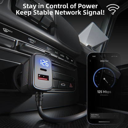 3M Starlink Mini Cable DC to Cigarette Lighter Plug with QC3.0 Type C &Voltmeter