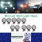10 x Mini LED Work Lights Round 6.2CM 12V-24V 21W 6000K Spot Beam LED Work Light