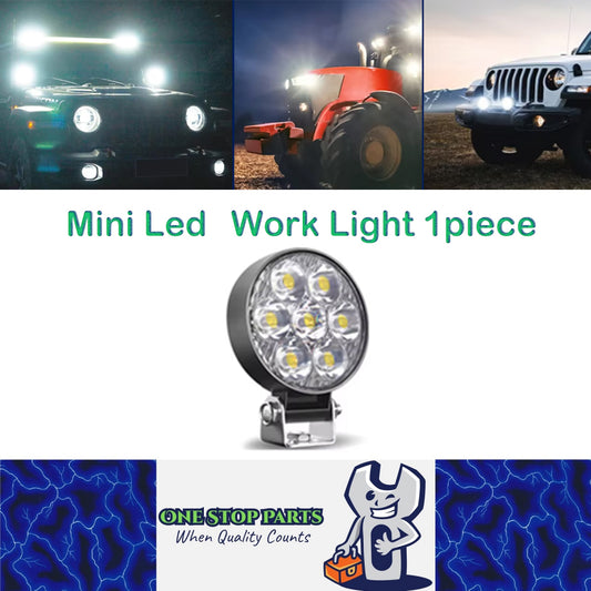 1 x Mini LED Work Light Round 6.2CM 12V-24V 21W 6000K Spot Beam LED Work Light
