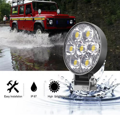 10 x Mini LED Work Lights Round 6.2CM 12V-24V 21W 6000K Spot Beam LED Work Light