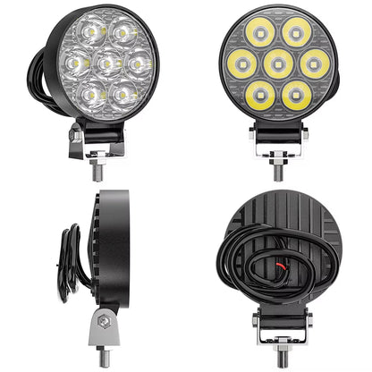 4 x Mini LED Work Lights Round 6.2CM 12V-24V 21W 6000K Spot Beam LED Work Light