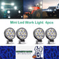 4 x Mini LED Work Lights Round 6.2CM 12V-24V 21W 6000K Spot Beam LED Work Light