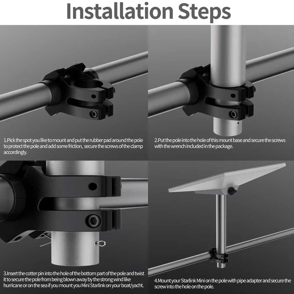 Starlink Mini Pole Mount Compatible With Original Pipe Adapter for Pole Mount