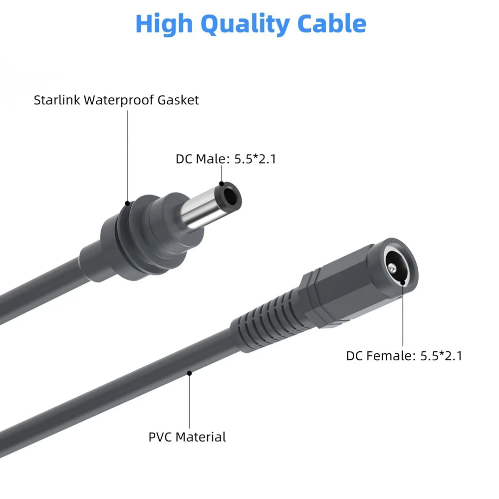 5M Starlink Mini Power Cable DC Male to Female Extension Cable for Charging