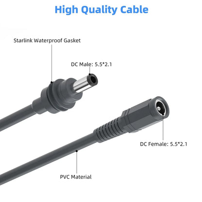 5M Starlink Mini Power Cable DC Male to Female Extension Cable for Charging