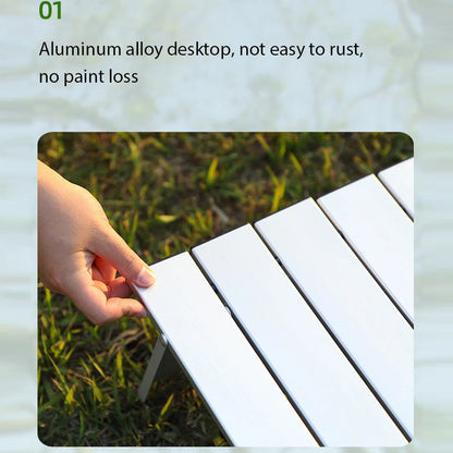 Mini Silver Camping Table Ultralight Portable Aluminum Folding Outdoor Table