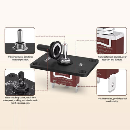 Momentary 12V 30A Toggle Switch ON/Off/ON 3 Pin SPDT With UP/Down Mounting Plate