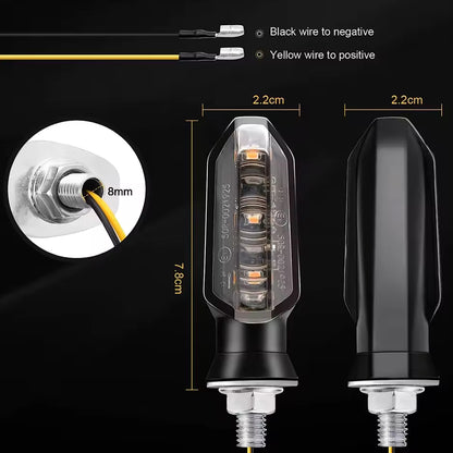 2 x Motorcycle LED Turn Signal Light 8mm Mini Amber Flashing Turn Signal Lamp