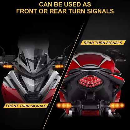 2 x Motorcycle Amber LED Turn Signal Light Mini 8mm Flashing Turn Signal Lamp