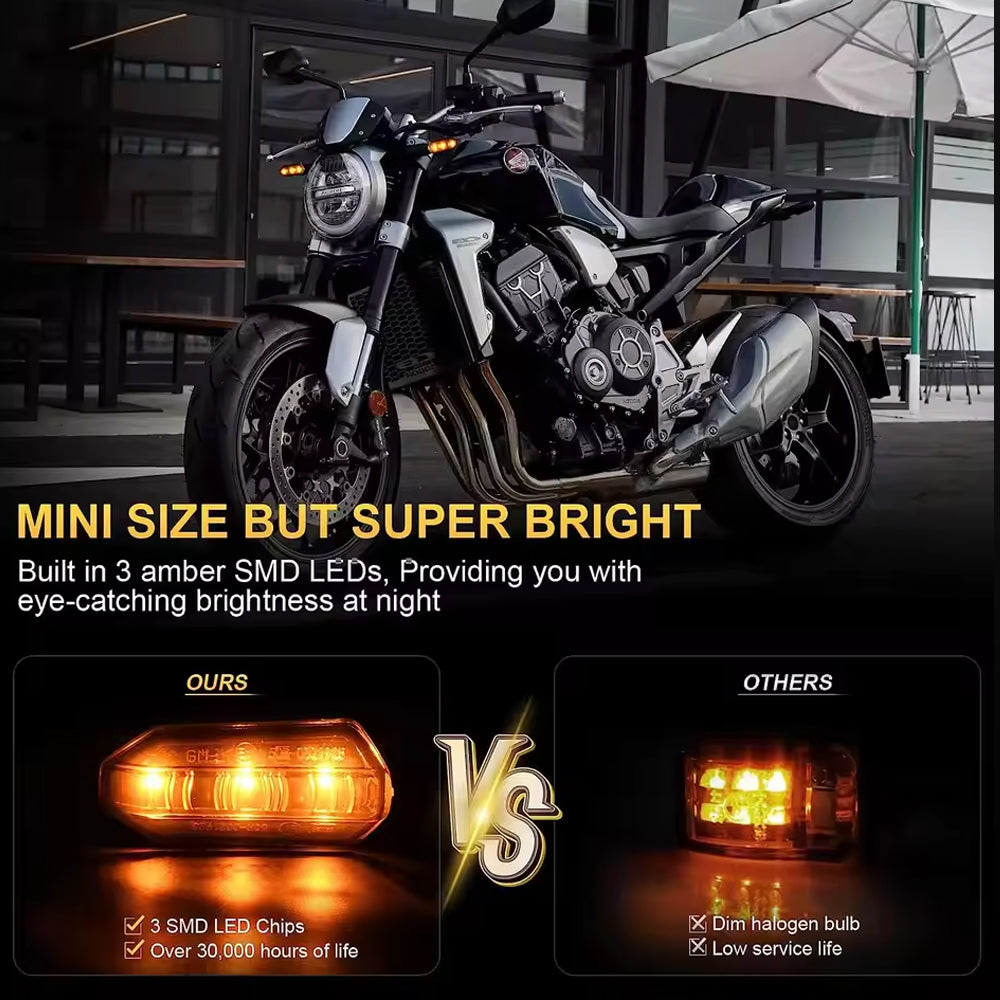 2 x Motorcycle LED Turn Signal Light Mini 8mm Amber Flashing Turn Signal Lamp