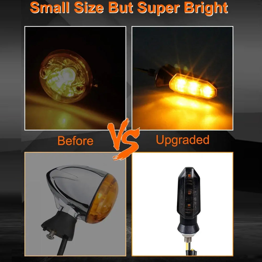 2 x Motorcycle Amber LED Turn Signal Light Mini 8mm Flashing Turn Signal Lamp