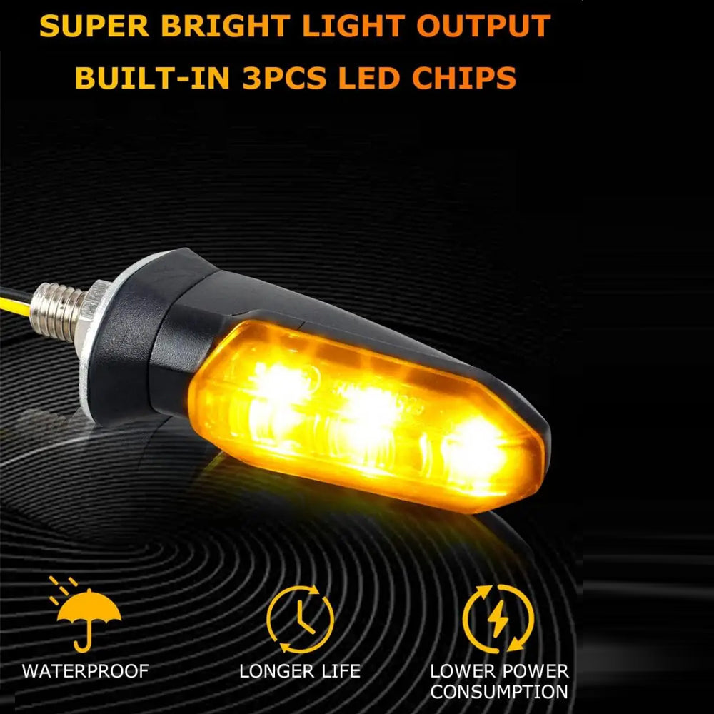 2 x Motorcycle LED Turn Signal Light 8mm Mini Amber Flashing Turn Signal Lamp