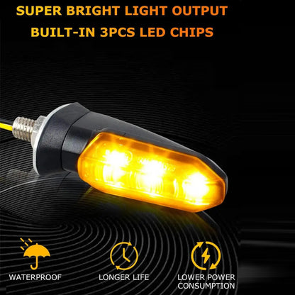 2 x Motorcycle LED Turn Signal Light Mini 8mm Amber Flashing Turn Signal Lamp
