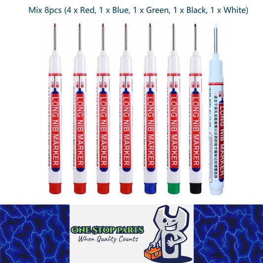 Mix 20mm Deep Hole Marker Pen 4xRed 1xBlue/Green/Black/White Long Tip Nib Marker