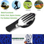 Black Foldable Multi-Functional Knife Fork Spoon Combo for Camping and Travel