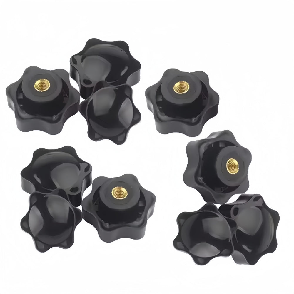 5 x M8 32mm Hand Tighten Nut 6 Petal with Stopper for Easy Release Applications