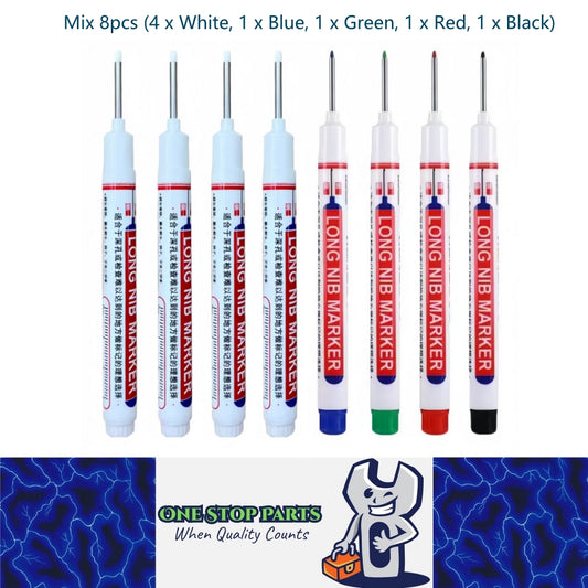 Mix 20mm Deep Hole Marker Pen 4xWhite,1xBlue/Green/Red/Black Long Tip Nib Marker