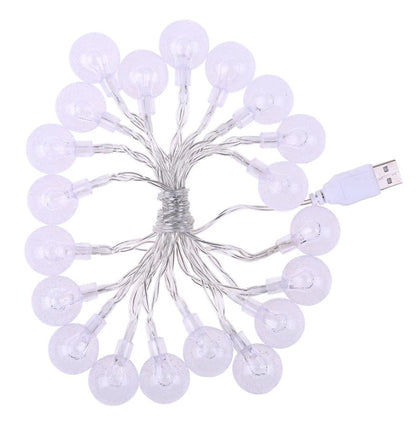 3m Cool White 30 Crystal Ball Garland String Lights USB Powered