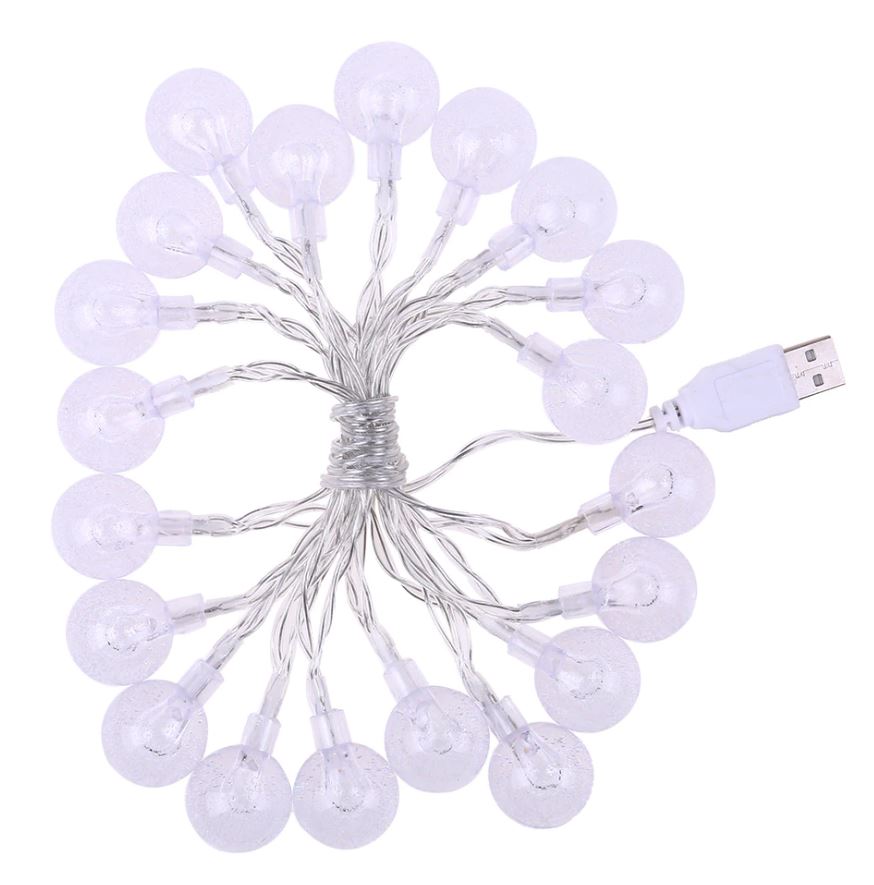 3m Multi Coloured 30 Crystal Ball Garland String Lights USB Powered