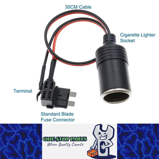 Cigarette Lighter Socket Standard Blade fuse Connector Adapter Plug Cable Kit
