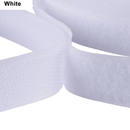 Pair White 5M x 38mm Non-Adhesive Hook and Loop Tape Sewing Fastener Magic Tape