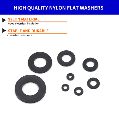 500pcs Nylon Flat Washers Kit 8 Sizes M2/2.5/3/4/5/6/8/10 Sealing Spacer Gasket