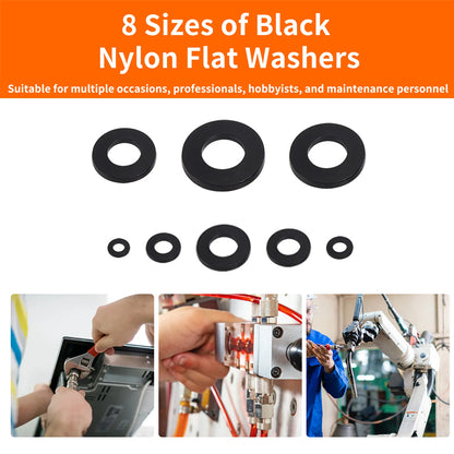 500pcs Nylon Flat Washers Kit 8 Sizes M2/2.5/3/4/5/6/8/10 Sealing Spacer Gasket