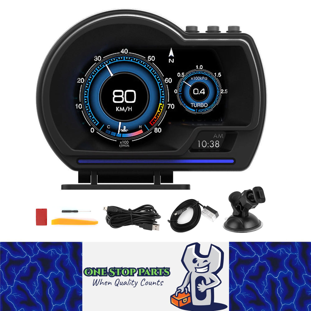 OBD2+GPS Car HUD Display Speedometer RPM Turbo Alarm Gauge for Car Truck SUV