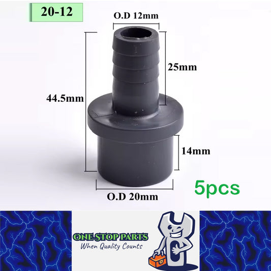 5 x OD20-12mm Pagoda Connector UPVC Hose Barb Fitting Water Pipe Joint Adapter