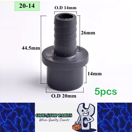 5 x OD20-14mm Pagoda Connector UPVC Hose Barb Fitting Water Pipe Joint Adapter