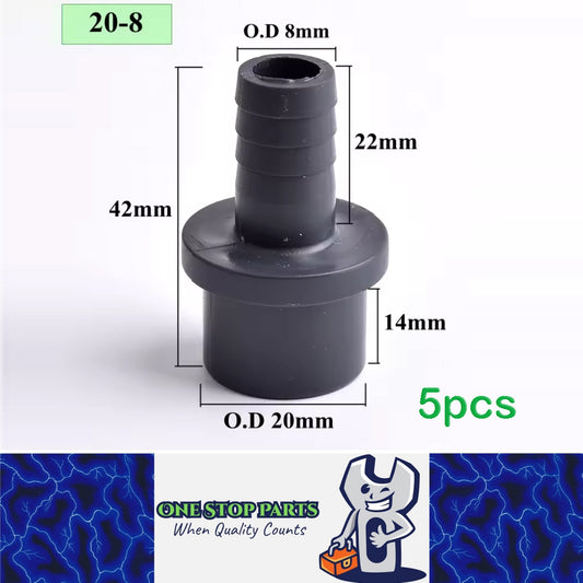 5 x OD20-8mm Pagoda Connector UPVC Hose Barb Fitting Water Pipe Joint Adapter