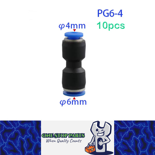 10pcs PG Pneumatic Fitting Push in Straight Connector OD6mm-4mm Air Hose Tube